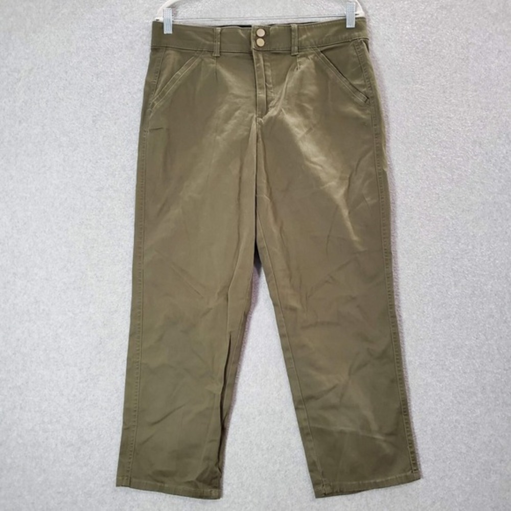 Democracy Women Pants 12 Green‎ Chino Ab Solution High Rise Pockets Inseam 25"